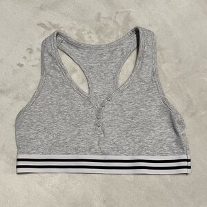 2/$8 Colsie Grey Marl Button Front Sports Bra with Athletic Stripe Waistband